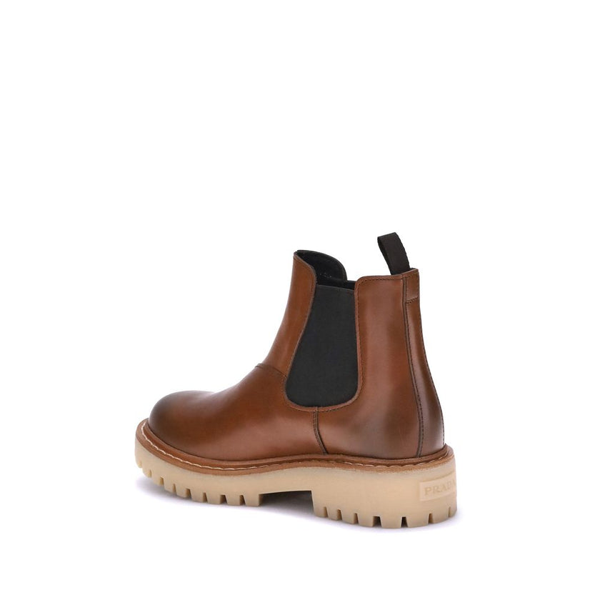 Prada Brown Rubber Chelsea Boots Prada