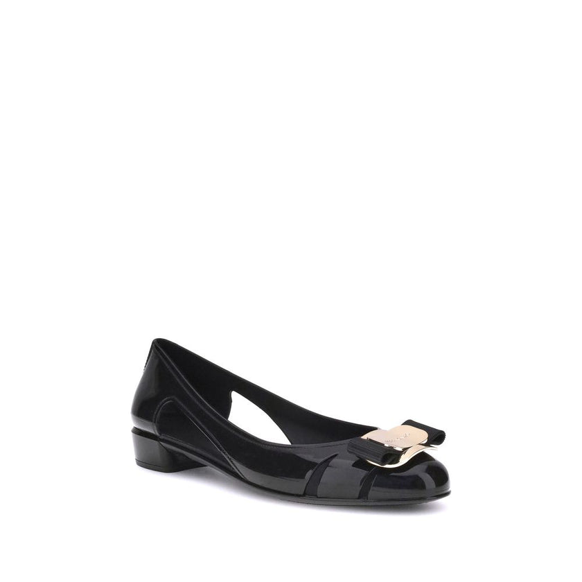 Ferragamo Black Rubber Ballet Flats Ferragamo