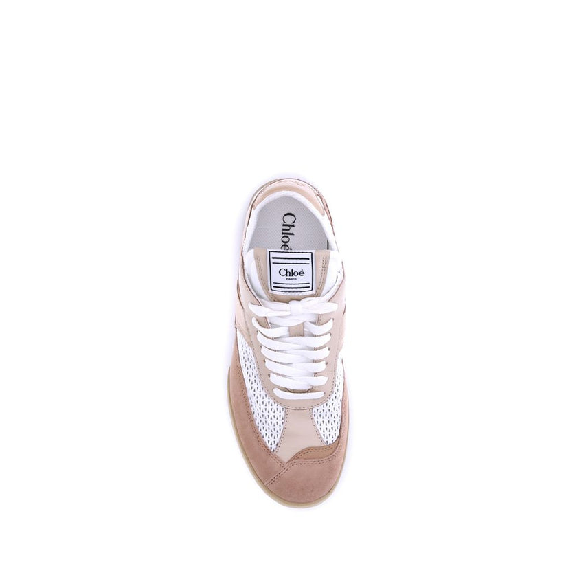Chloé Beige Calf Leather Bos Taurus Low Top Sneakers Chloé