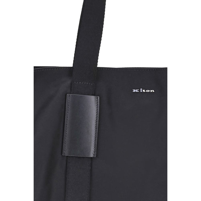 Kiton Black Nylon Handbag Kiton