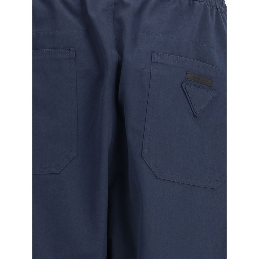 Prada Blue Cotton Casual Pants Prada