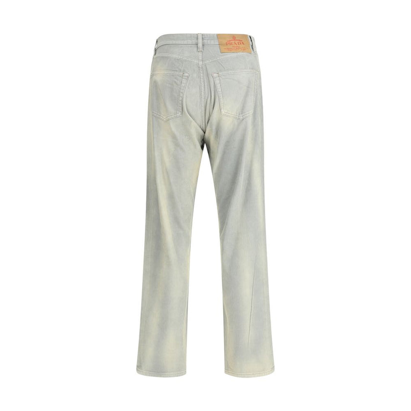 Prada Light Blue Cotton Casual Pants Prada