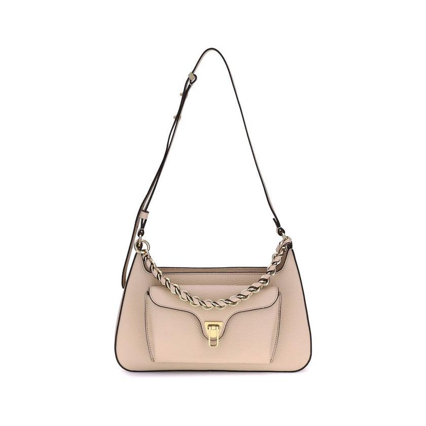 Coccinelle Beige Calf Leather Bos Taurus Shoulder Bag Coccinelle