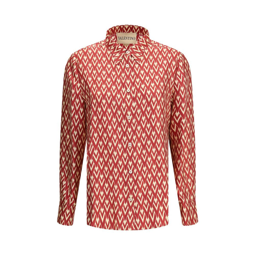 Valentino Red Silk Pattern Shirt Valentino