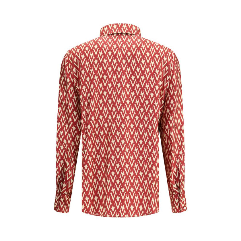 Valentino Red Silk Pattern Shirt Valentino