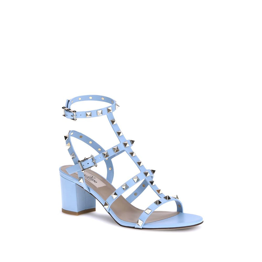 Valentino Garavani Light Blue Calf Leather Bos Taurus Strap-On Sandals Valentino Garavani