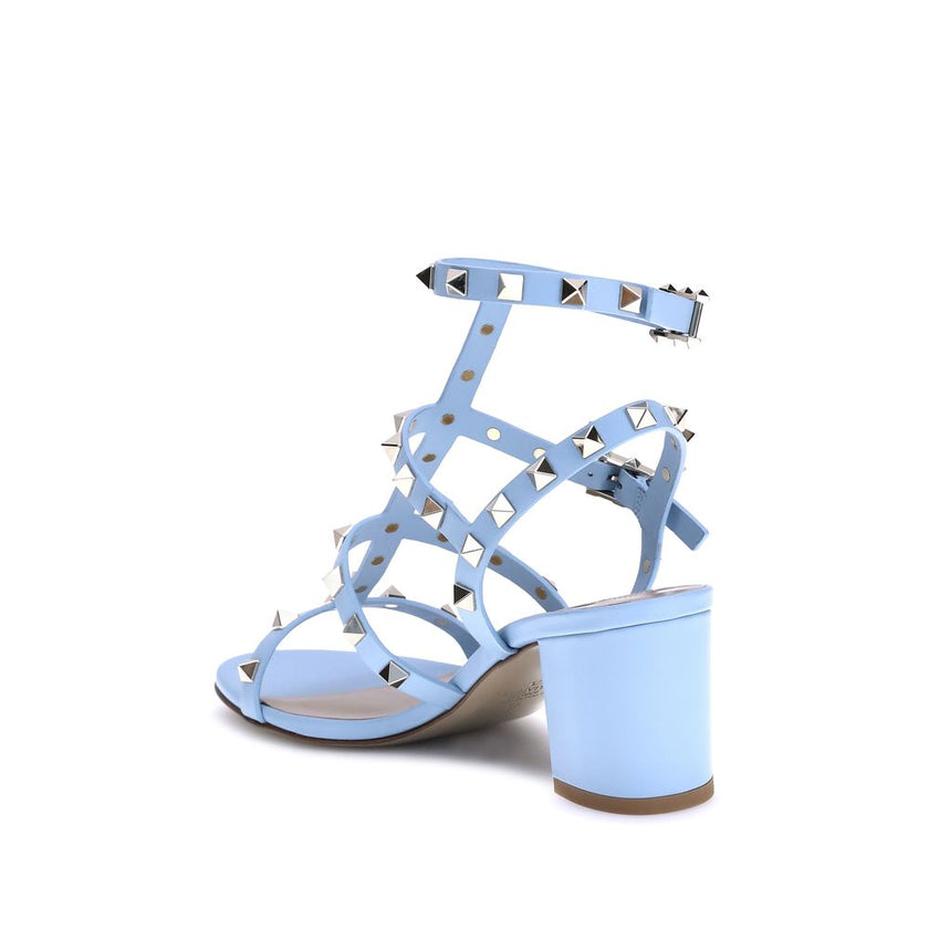 Valentino Garavani Light Blue Calf Leather Bos Taurus Strap-On Sandals Valentino Garavani