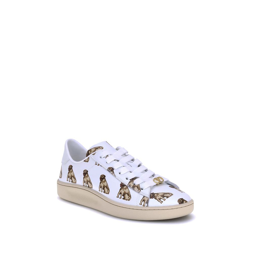 Valentino Garavani White Calf Leather Bos Taurus Low Top Sneakers Valentino Garavani