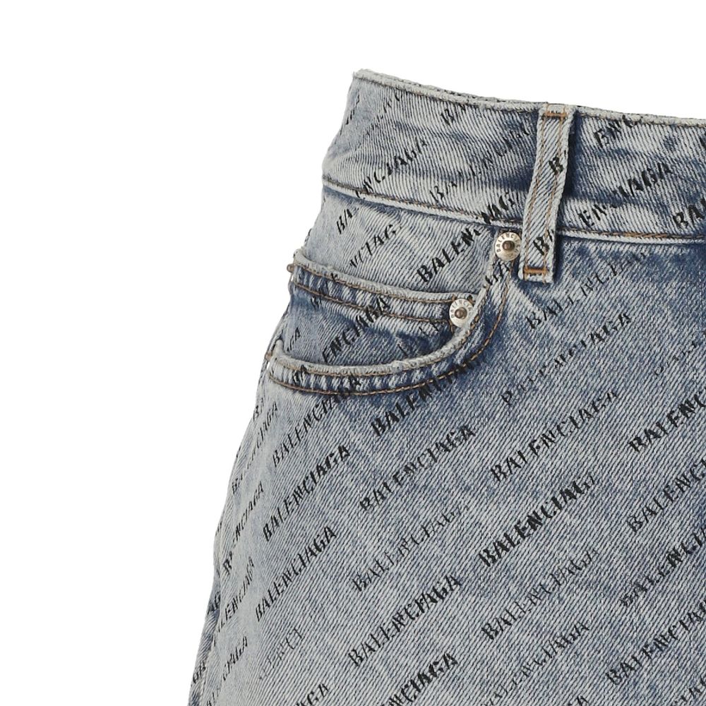 Balenciaga Logo Print Denim Skirt Balenciaga