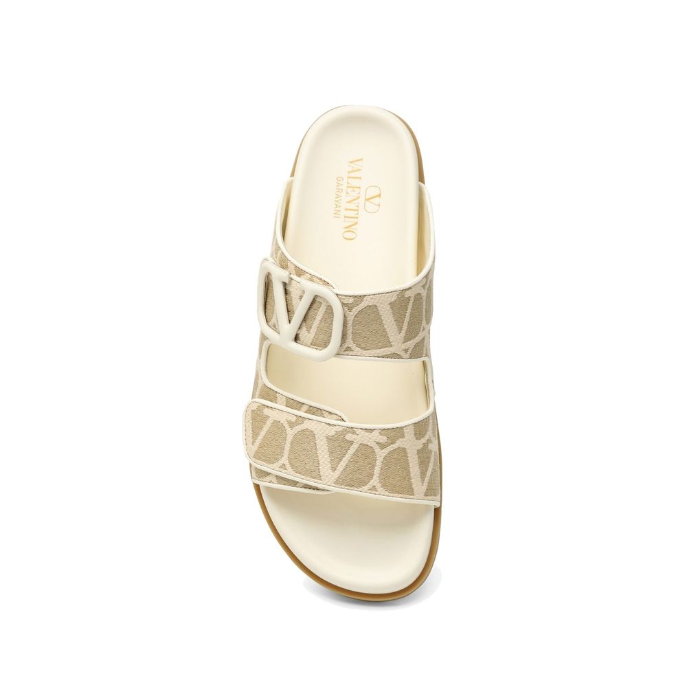 Valentino Garavani Toile Iconographe Flat Sandals Valentino Garavani