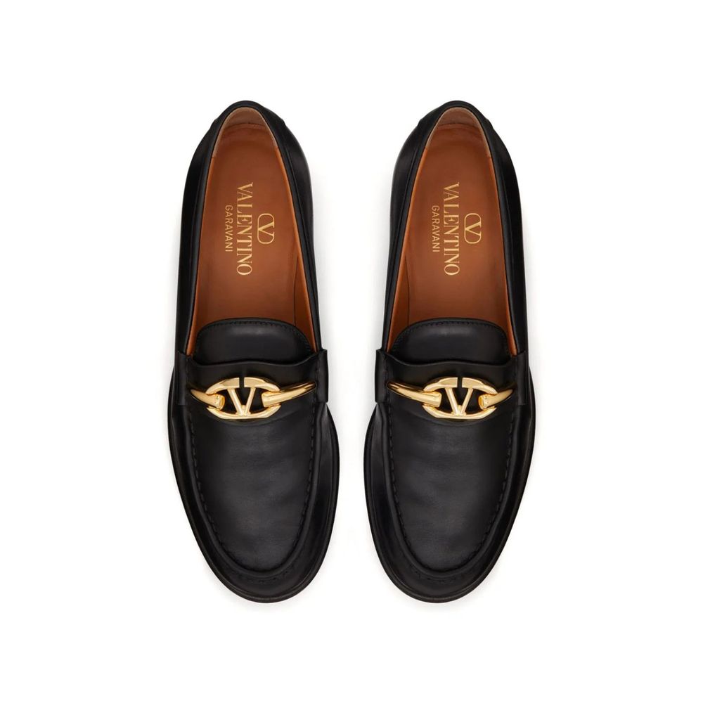 Valentino Garavani V-Logo Moon Leather Loafers Valentino Garavani