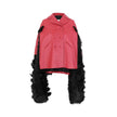 Maison Margiela Faux Fur Trimmed Leather Cape Jacket Maison Margiela