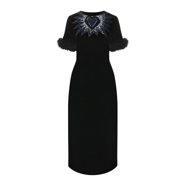 Fendi Fur Trim Velvet Midi Dress Fendi