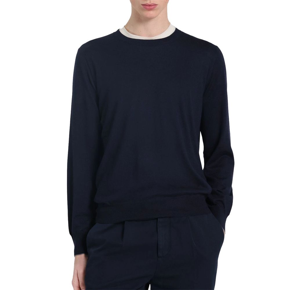 Brunello Cucinelli Blue Cashmere Men Sweater Brunello Cucinelli