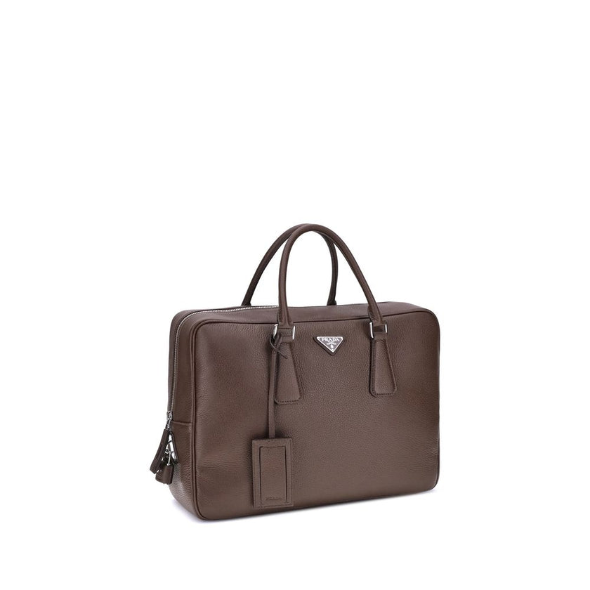 Prada Brown Calf Leather Bos Taurus Briefcase Prada