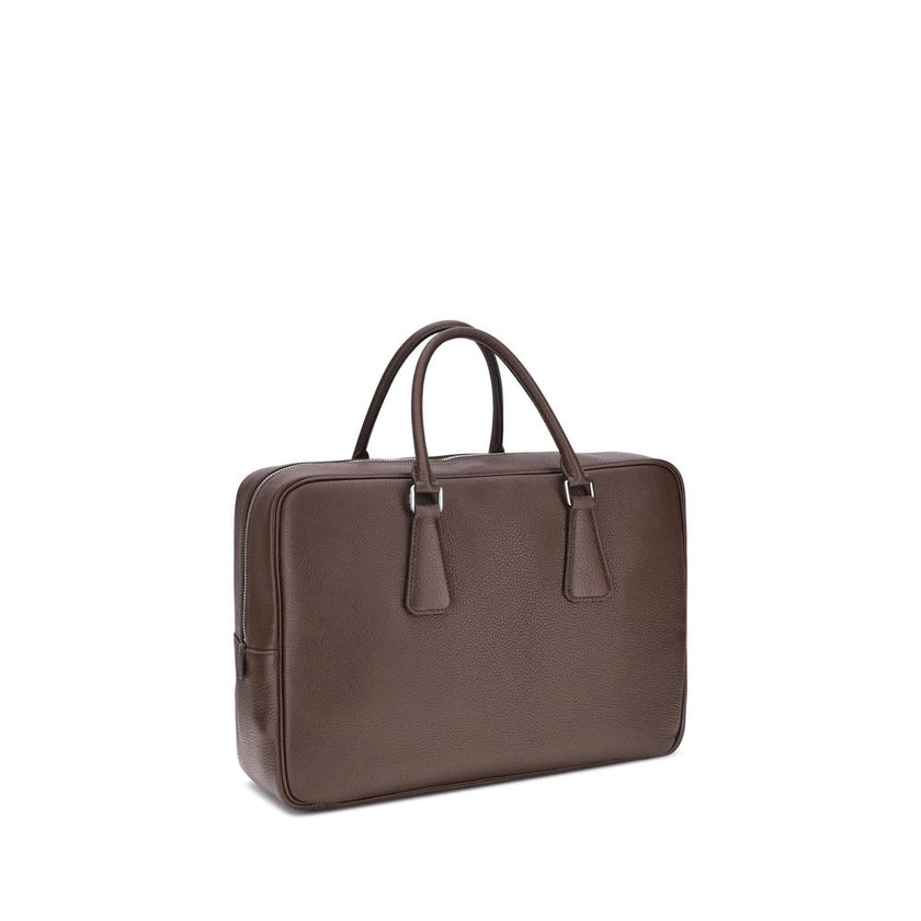 Prada Brown Calf Leather Bos Taurus Briefcase Prada