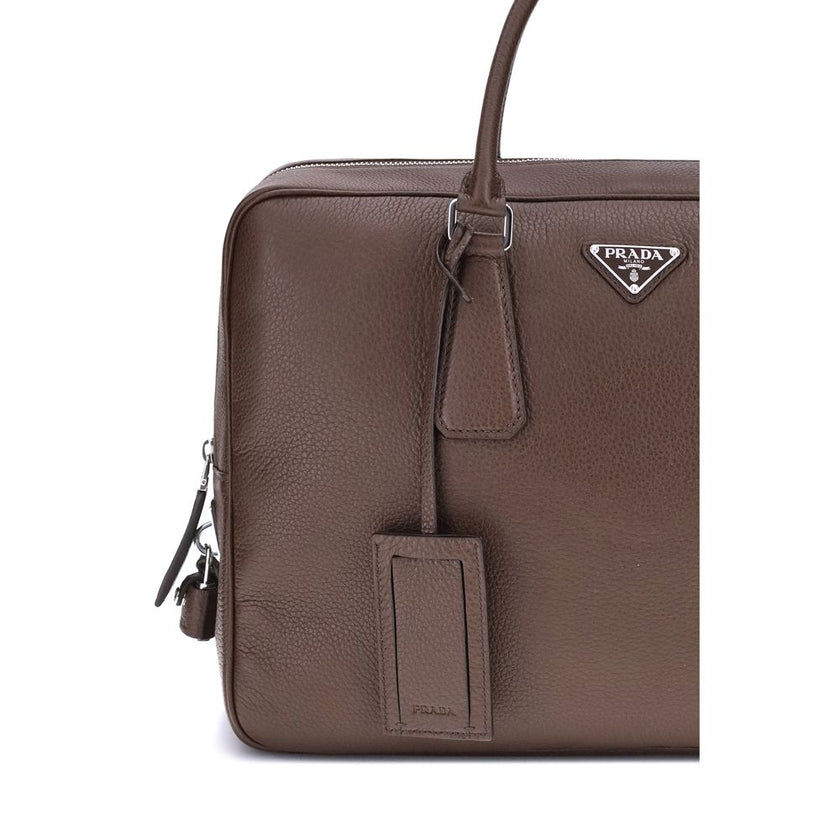 Prada Brown Calf Leather Bos Taurus Briefcase Prada