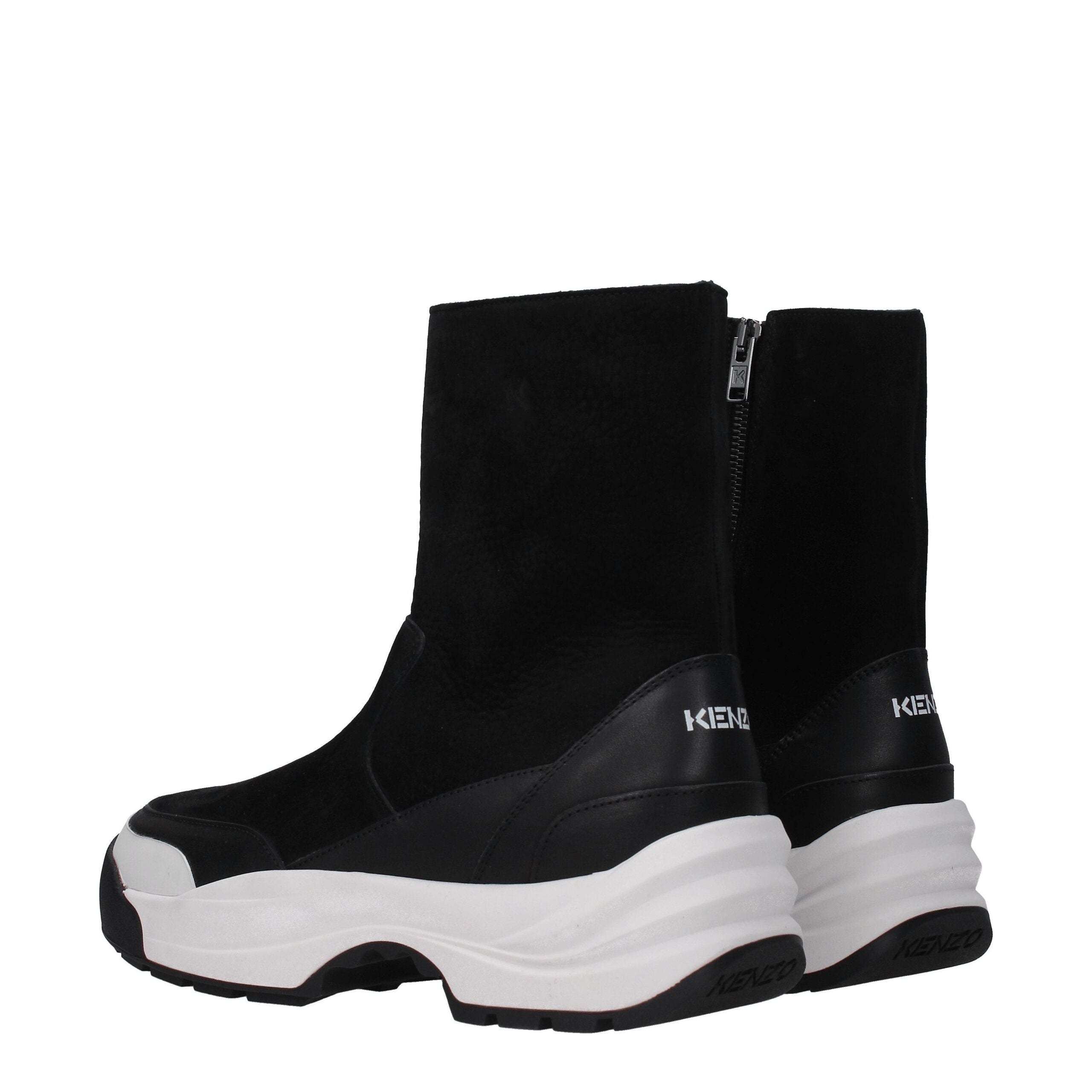 Kenzo Black Leather Ankle Boots Kenzo
