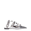 Valentino Garavani Gray Leather Flat Sandals Valentino Garavani