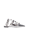 Valentino Garavani Gray Leather Flat Sandals Valentino Garavani