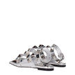 Valentino Garavani Gray Leather Flat Sandals Valentino Garavani