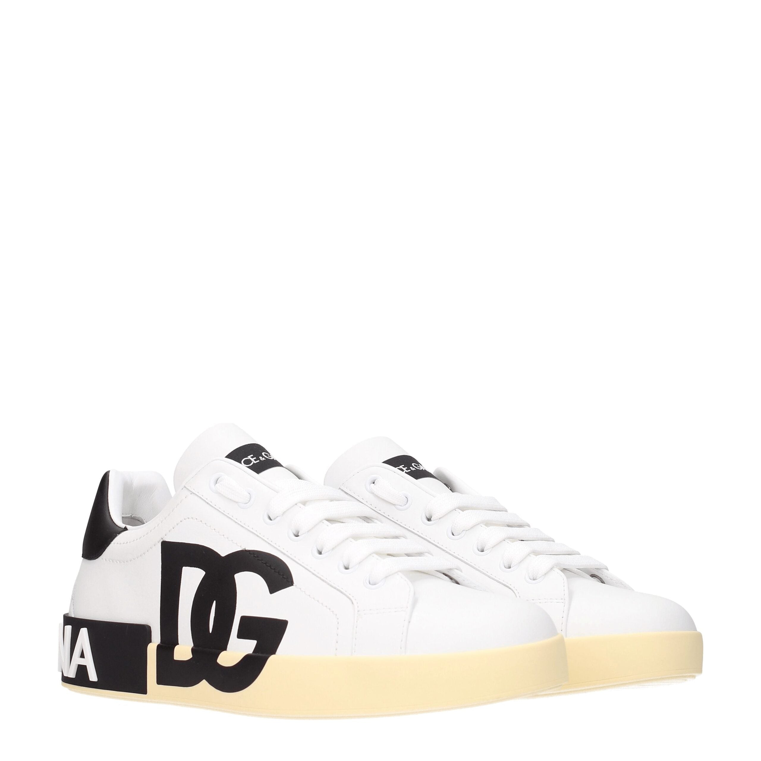 Dolce & Gabbana White Leather Low Tops Dolce & Gabbana