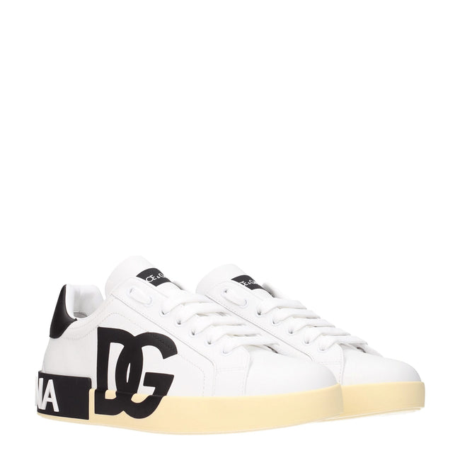 Dolce & Gabbana White Leather Low Tops Dolce & Gabbana