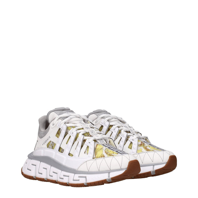Versace White Leather Athletic Sneakers Versace