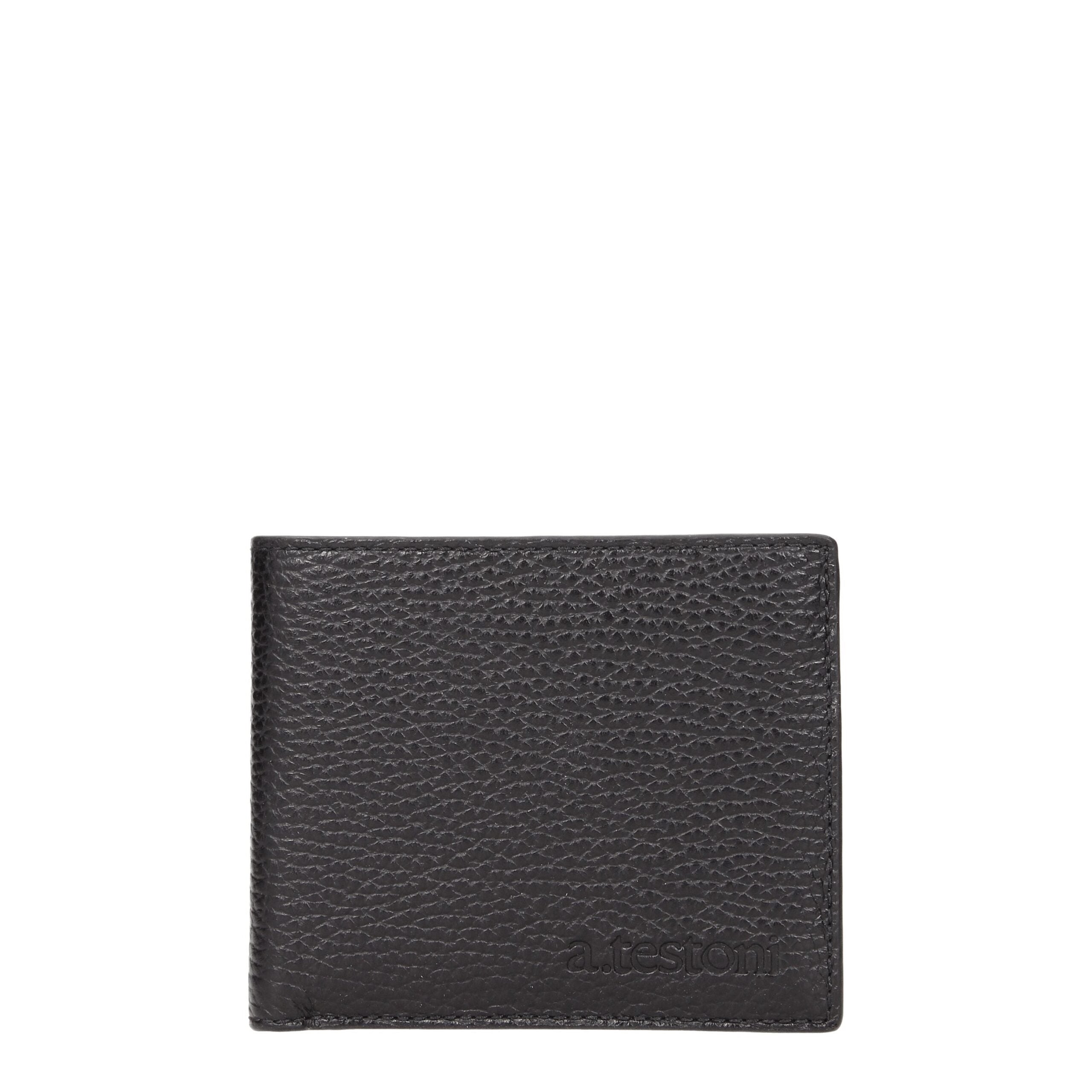 Testoni Black Leather Wallets Testoni
