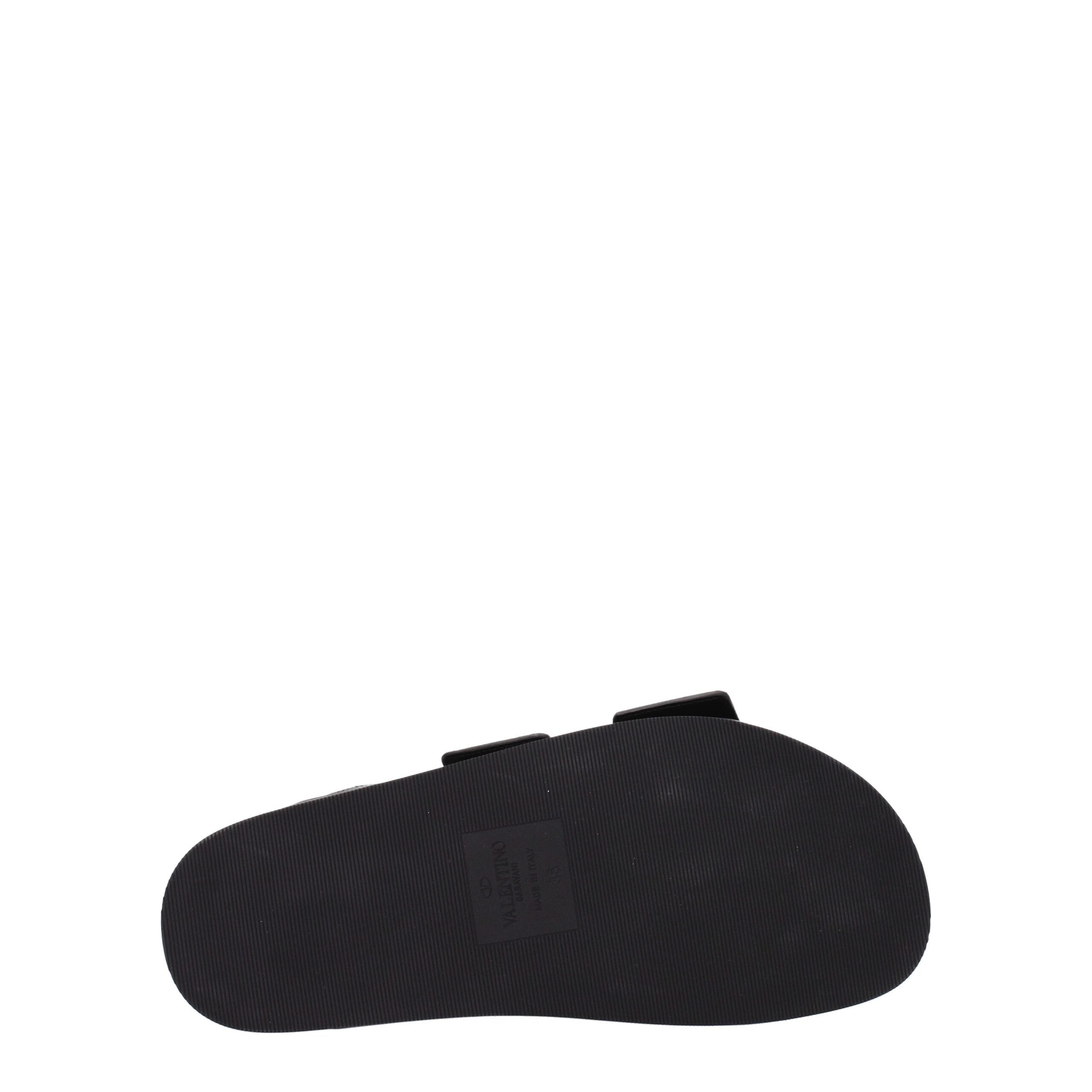 Valentino Garavani Black Leather Slippers Sandals Valentino Garavani