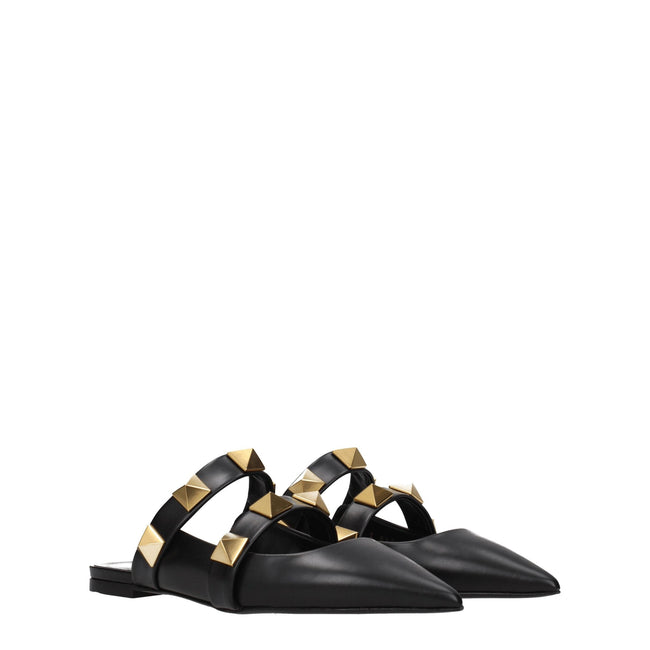 Valentino Garavani Black Leather Mules Valentino Garavani