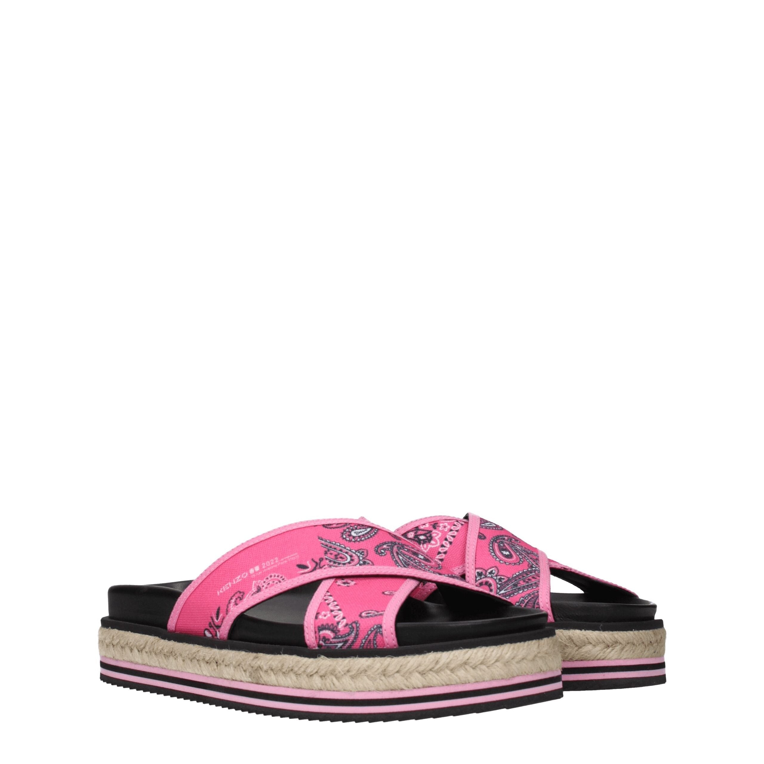 Kenzo Pink Fabric Slippers Sandals Kenzo