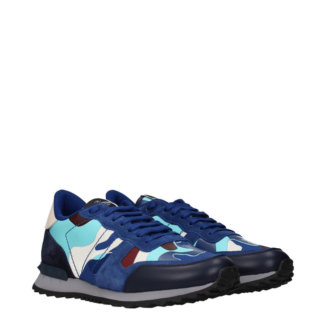 Valentino Garavani Blue Leather Athletic Sneakers Valentino Garavani