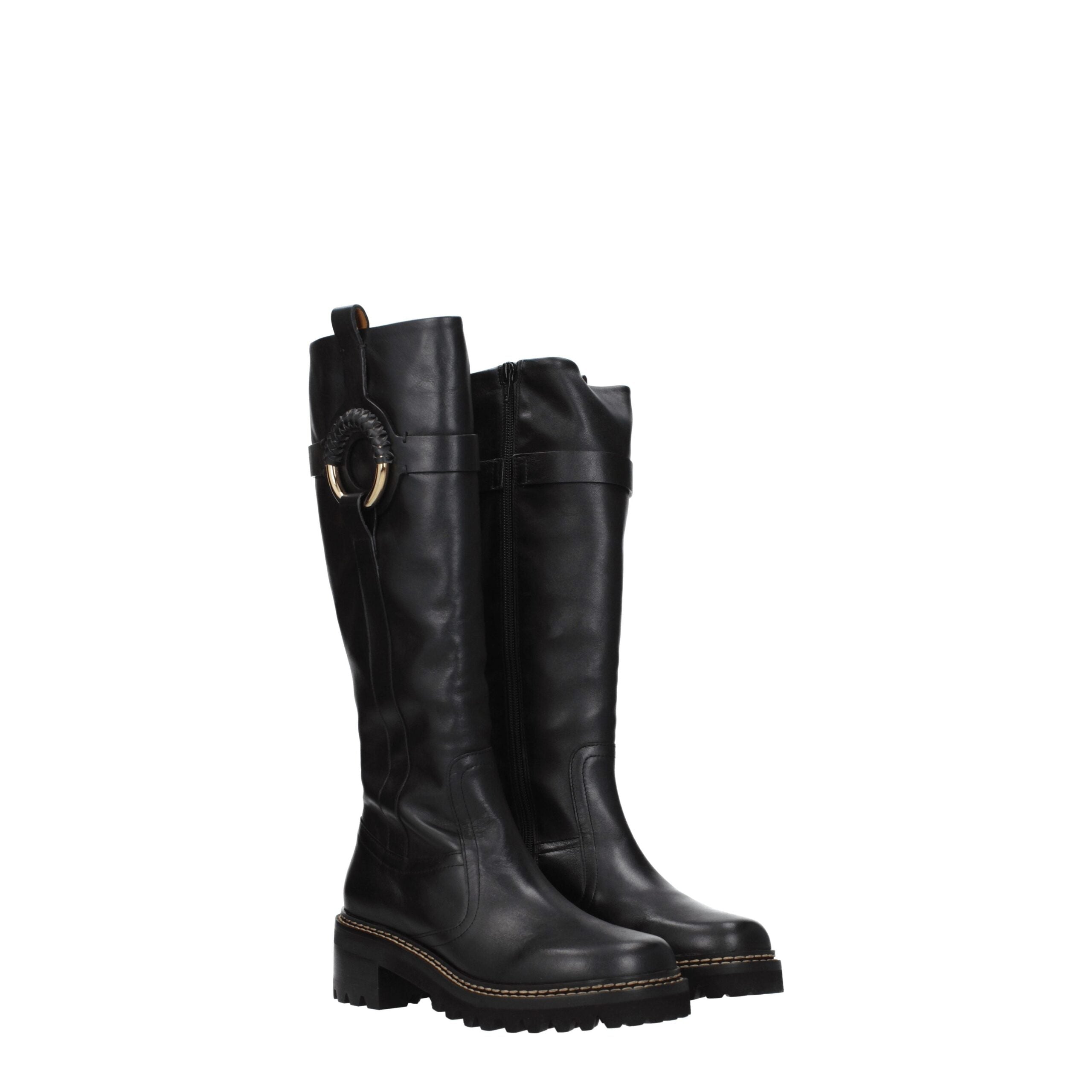 See By Chloé Black Leather Over The Knee See By Chloé