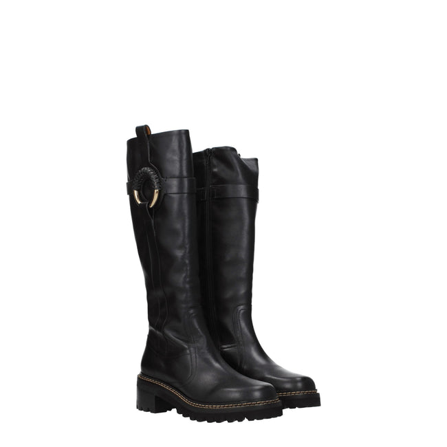 See By Chloé Black Leather Over The Knee See By Chloé
