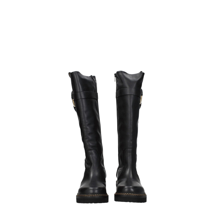 See By Chloé Black Leather Over The Knee See By Chloé