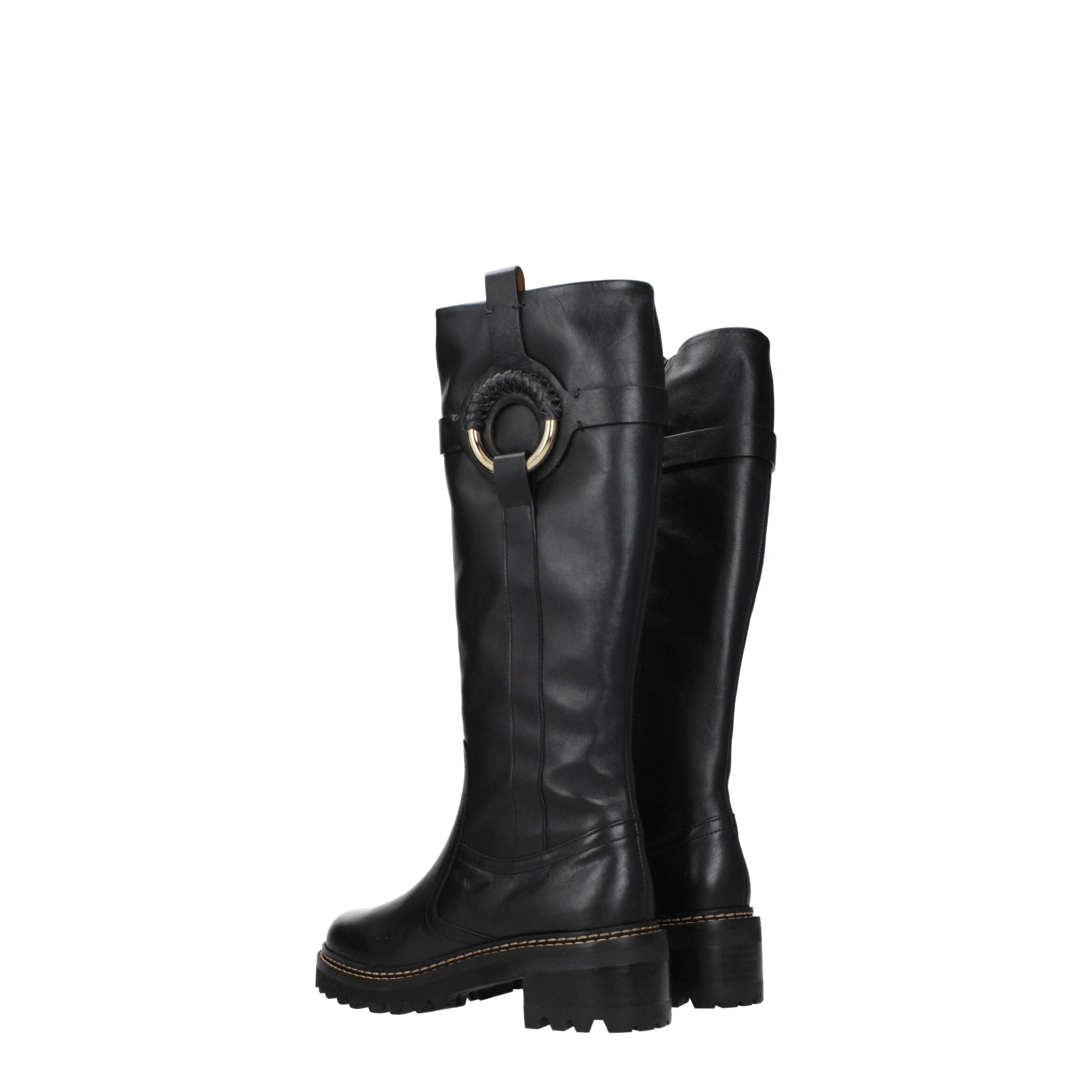 See By Chloé Black Leather Over The Knee See By Chloé
