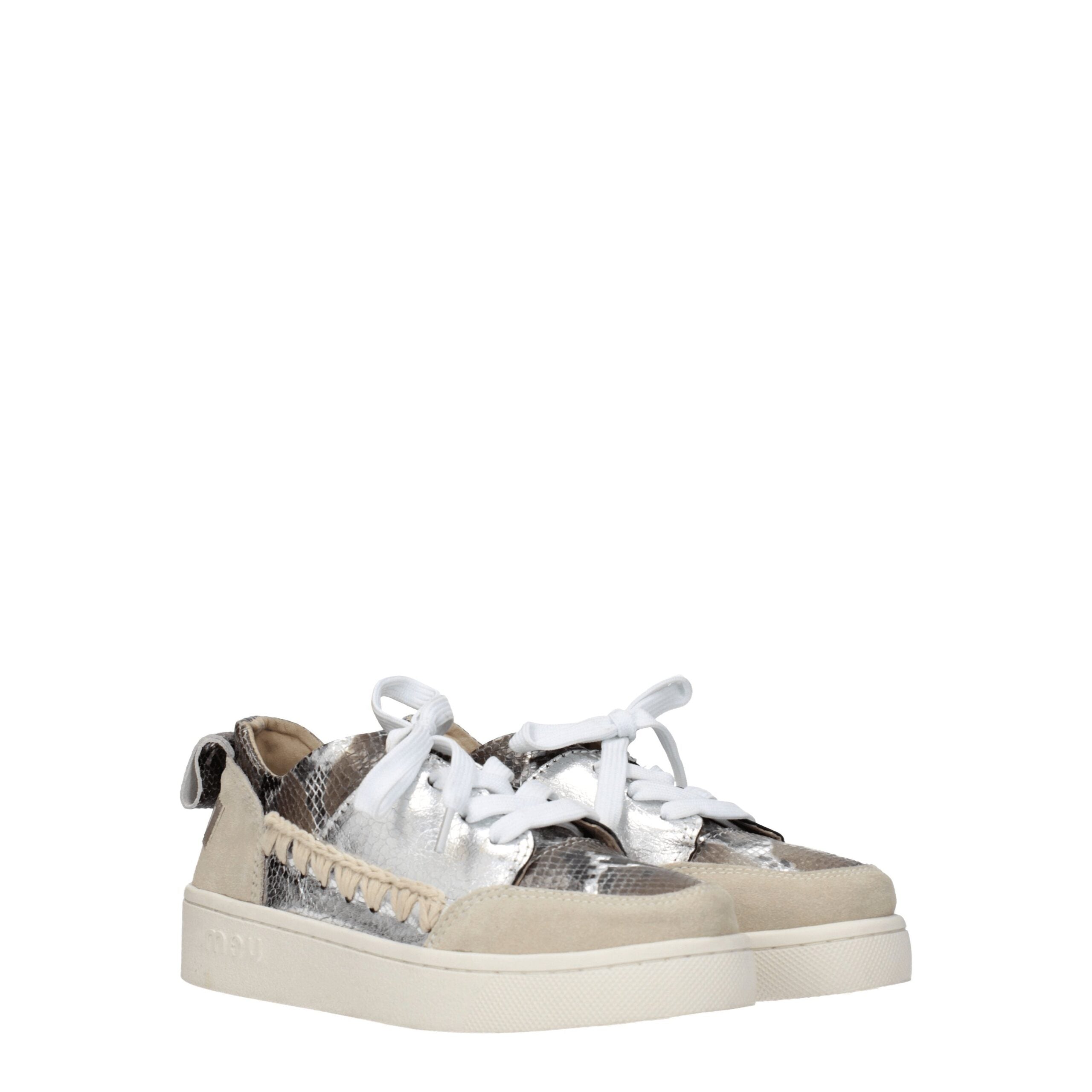 Mou Gray Leather Low Tops Mou