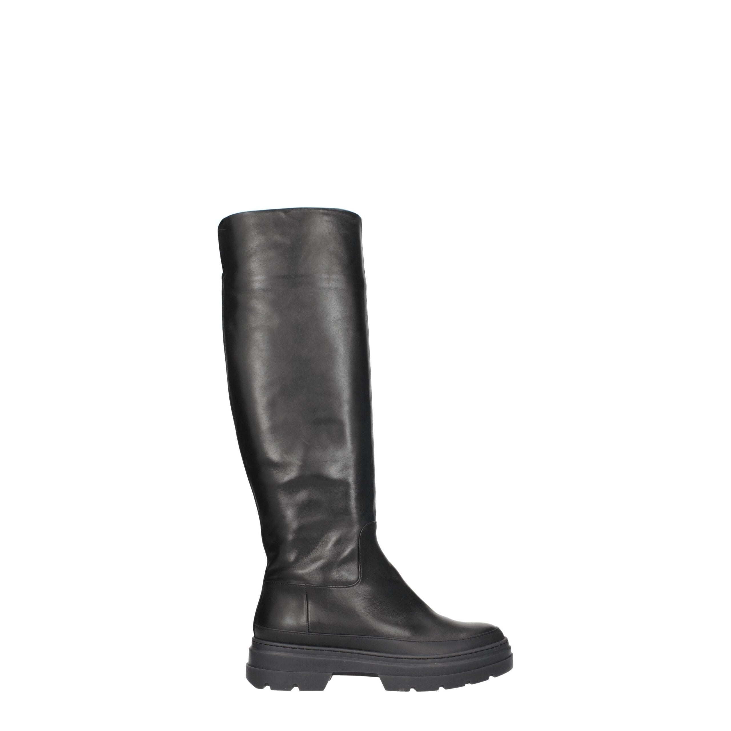Max Mara Black Leather Over The Knee Max Mara