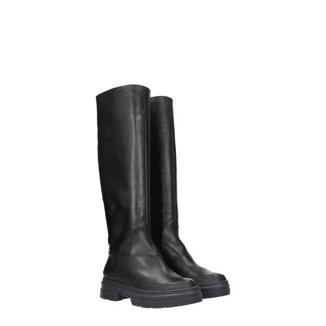 Max Mara Black Leather Over The Knee Max Mara