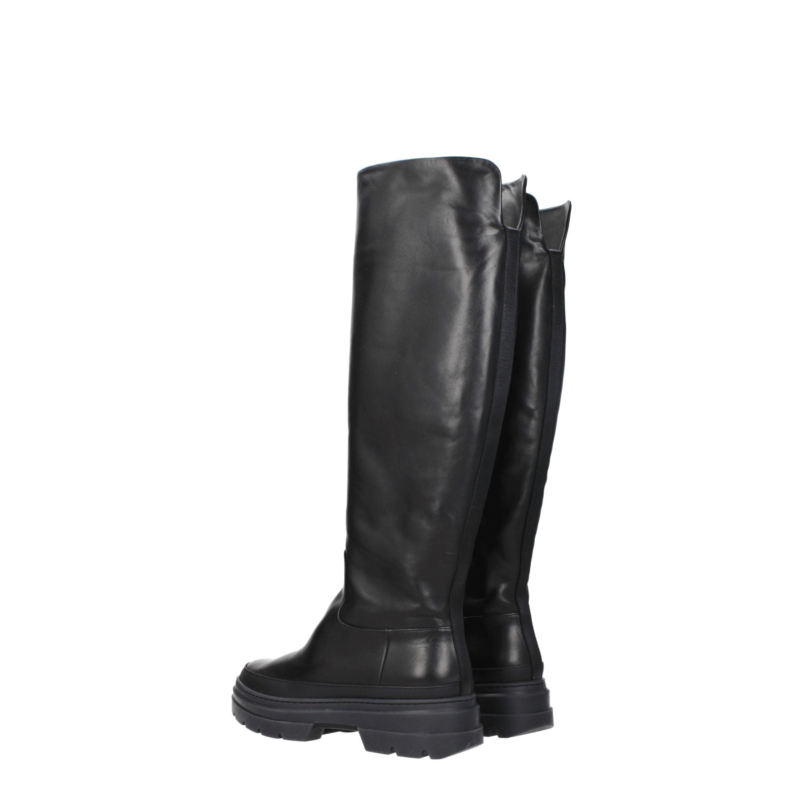 Max Mara Black Leather Over The Knee Max Mara