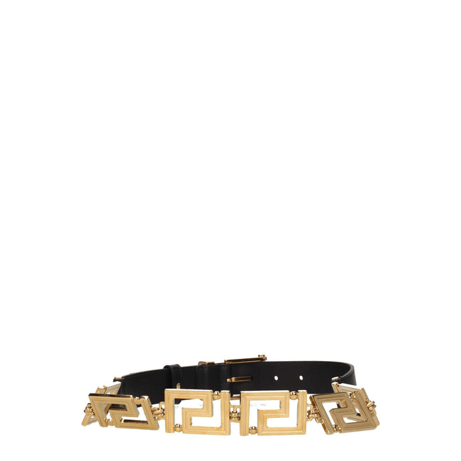 Versace Black Leather Regular Belts Versace