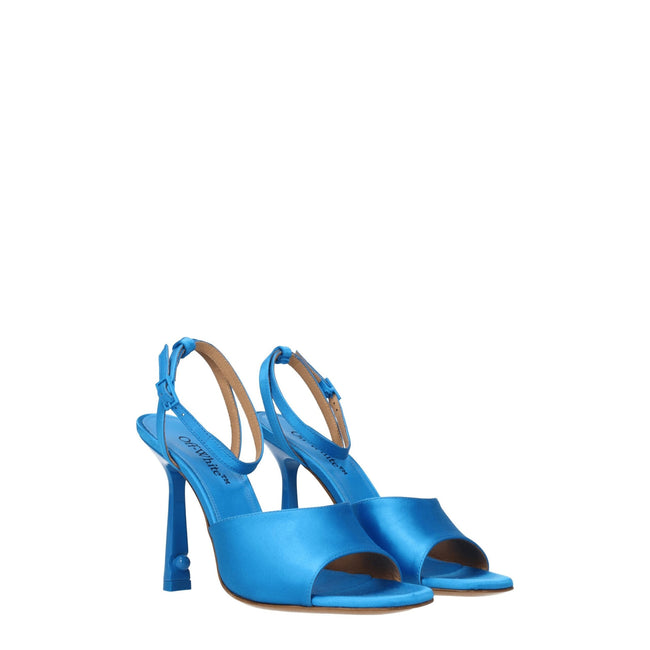 Off-White Blue Satin Stiletto Heels Sandals Off-White