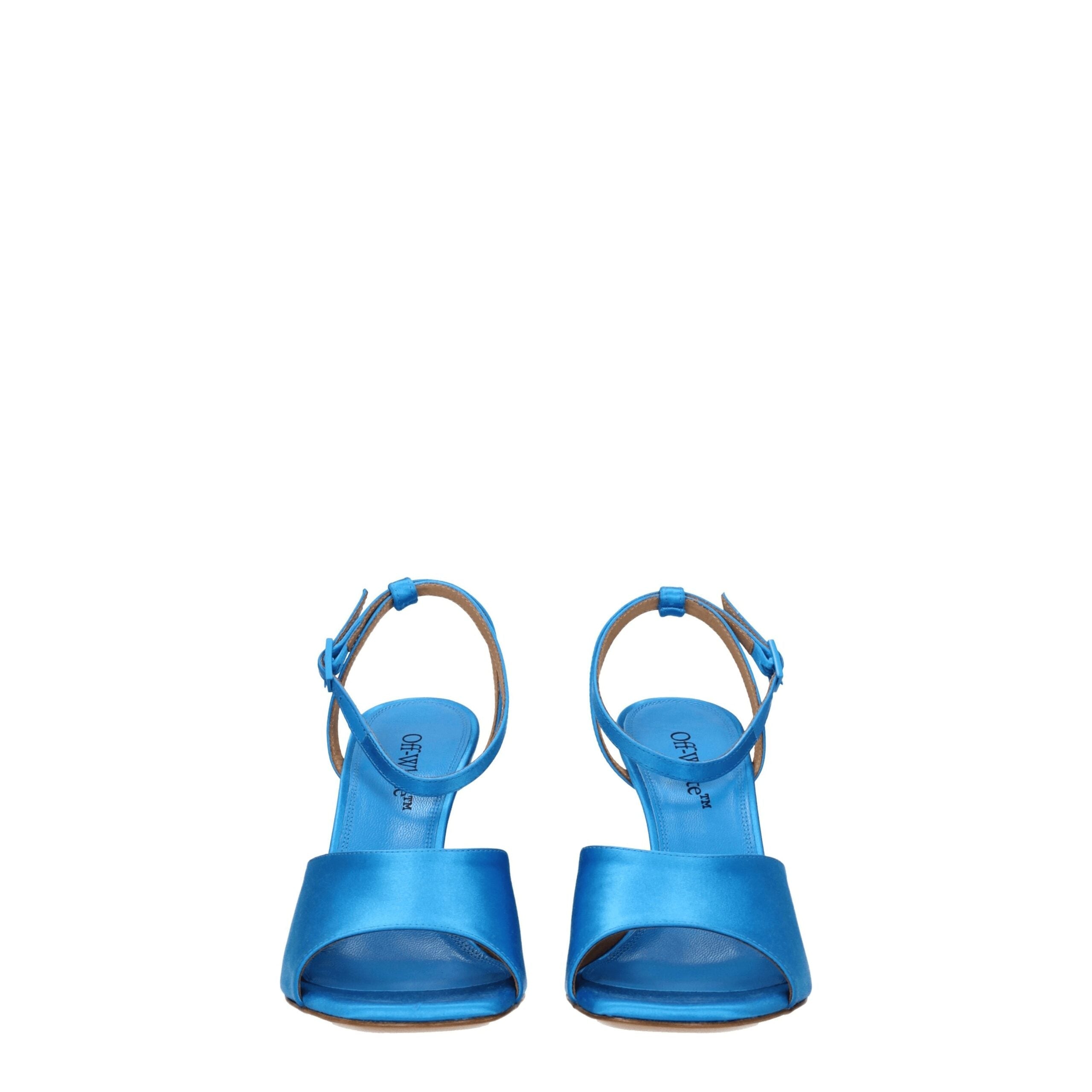 Off-White Blue Satin Stiletto Heels Sandals Off-White