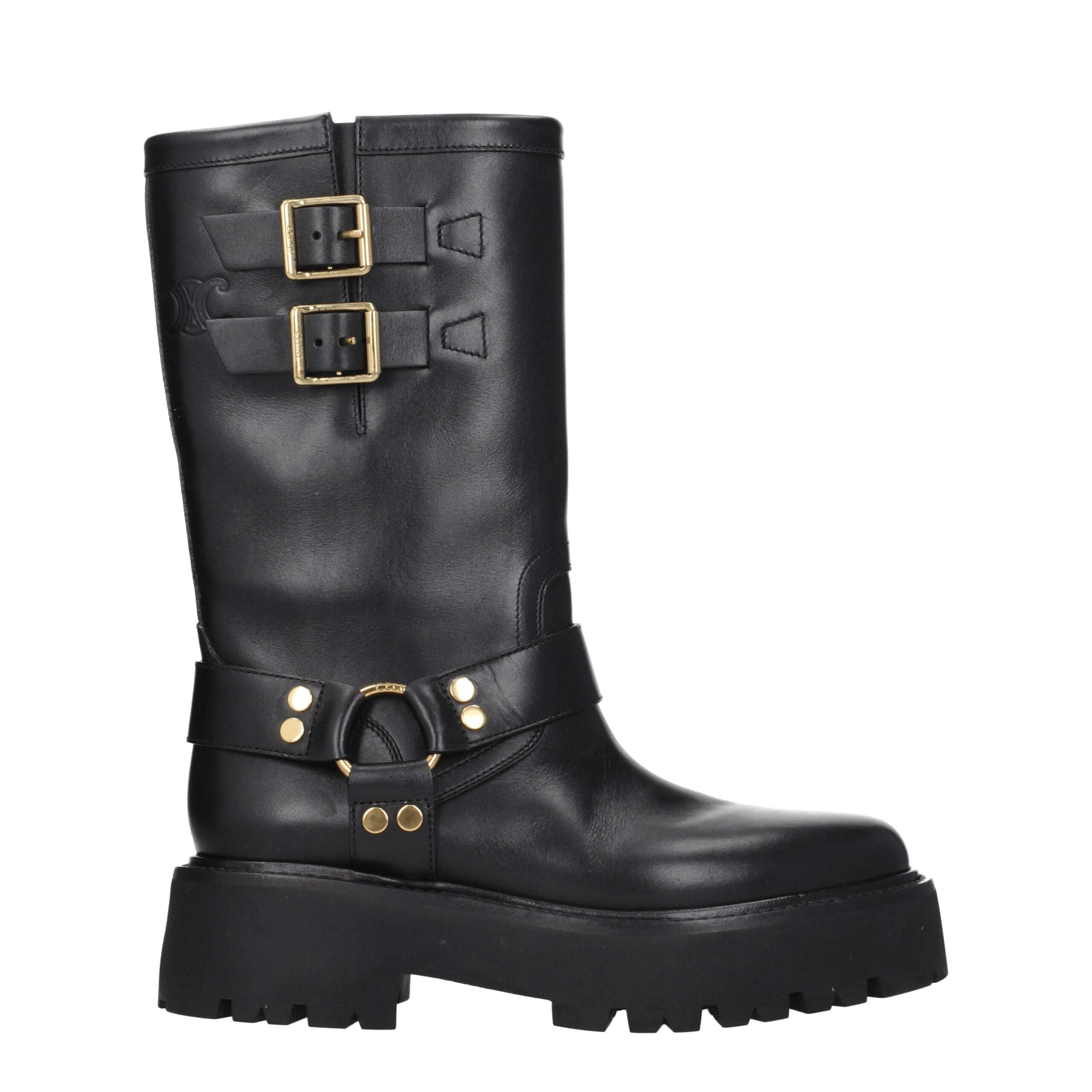 Celine Gold Leather Ankle Boots Celine