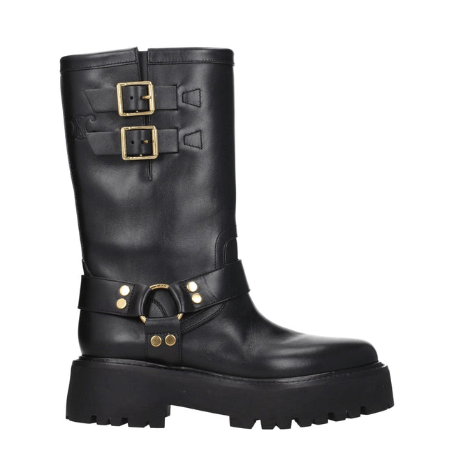 Celine Gold Leather Ankle Boots Celine