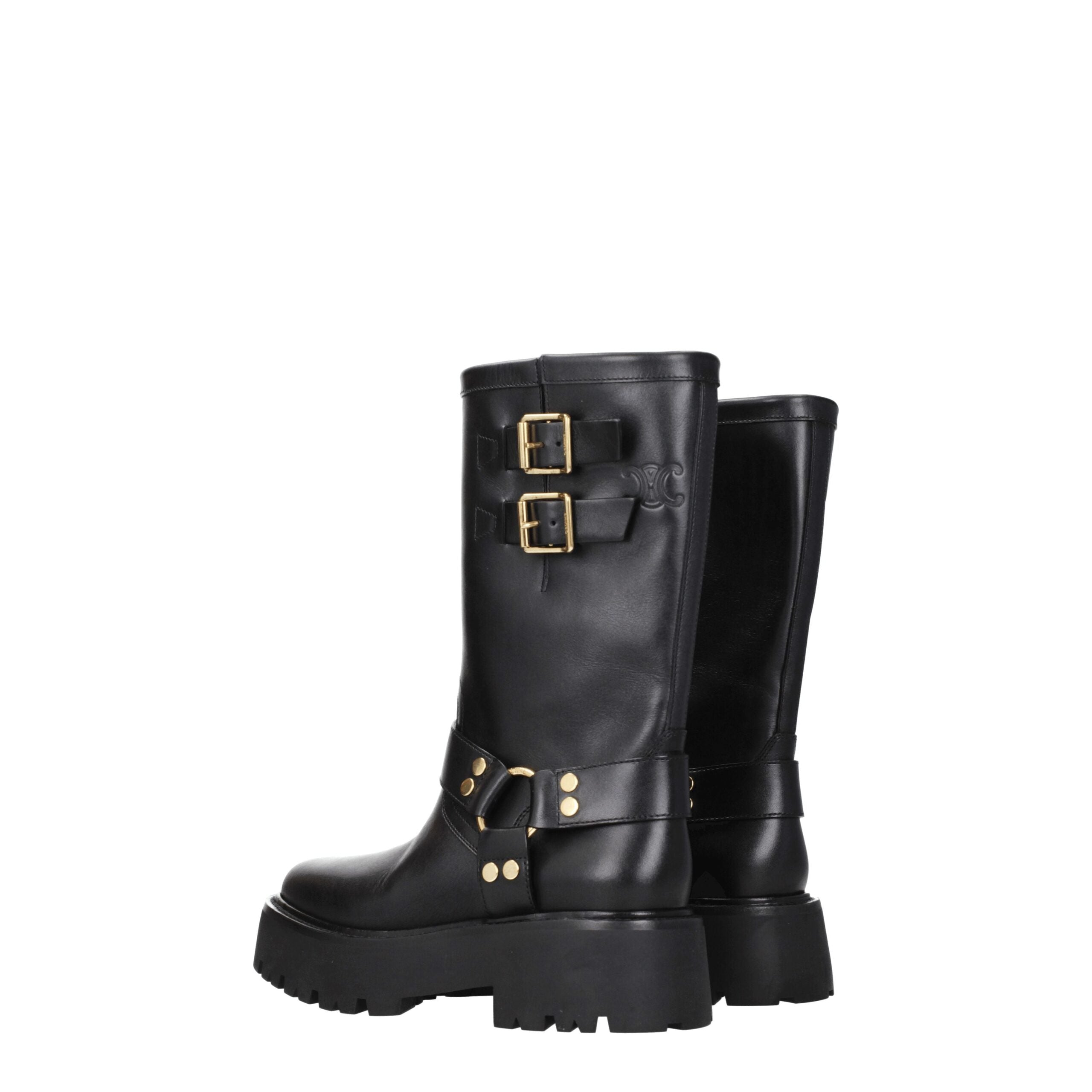 Celine Gold Leather Ankle Boots Celine