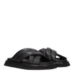 Dolce & Gabbana Black Leather Slippers Sandals Dolce & Gabbana