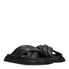 Dolce & Gabbana Black Leather Slippers Sandals Dolce & Gabbana