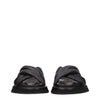 Dolce & Gabbana Black Leather Slippers Sandals Dolce & Gabbana